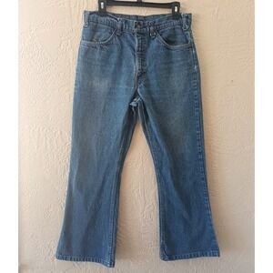 Levis Flared Bell Bottom Jeans 32x27 646-0217 Orange Tab Indigo Vintage 1970s